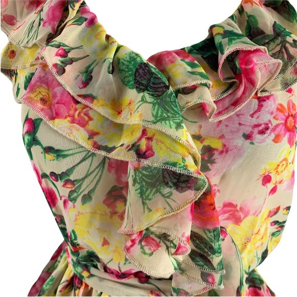 Bongo NWT Small Floral Top Sleeveless Flutter Fren - Picture 6 of 9